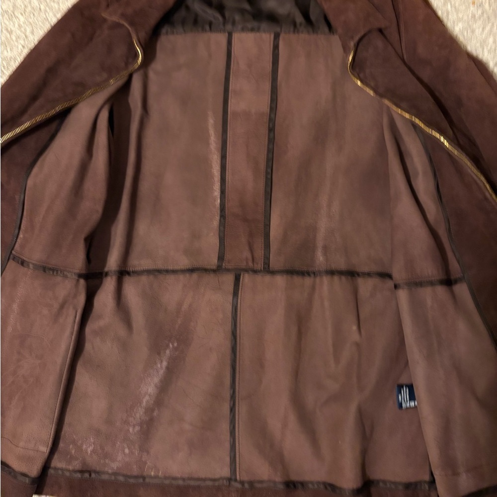 Vintage Ralph Lauren Golf Suede Jacket Leather RRL Safari Coat Belted Zip Up L - Picture 10 of 13